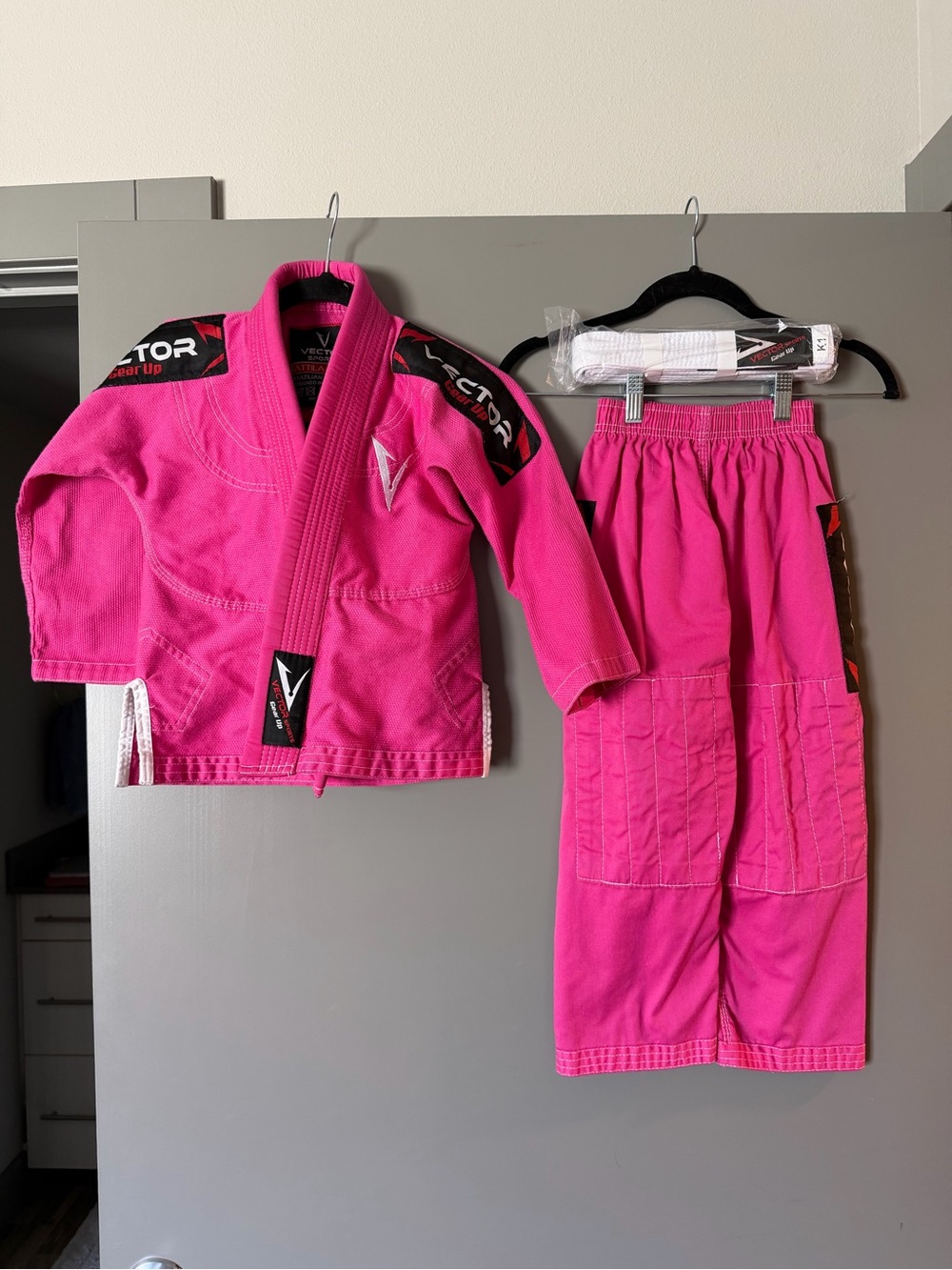 Kids Pink Martial Arts Gi Set with New White Belt